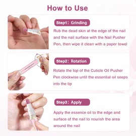 Ceramic Cuticle Pusher & Oil Pen, 2PC Gentle Cuticle Remover for Hangnails & Dry & Damaged Nails, Nail Care Pen for Repair & Nourish Nails