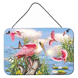 Caroline's Treasures PRS4036DS812 Roseate Spoonbill Wall or Door Hanging Prints Aluminum Metal Sign Kitchen Wall Bar Bathroom Plaque Home Decor, 8x12, Multicolor