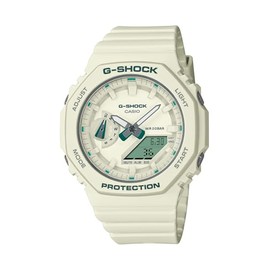 Casio G-Shock GMAS2100GA-7A S-Series Digital-Analogue Off White Strap Unisex Watch, Off White Dial, 46.2 × 42.9 × 11.2 mm Size