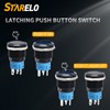 STARELO 5pcs 19mm Latching led Push Button Switch Black Shell,