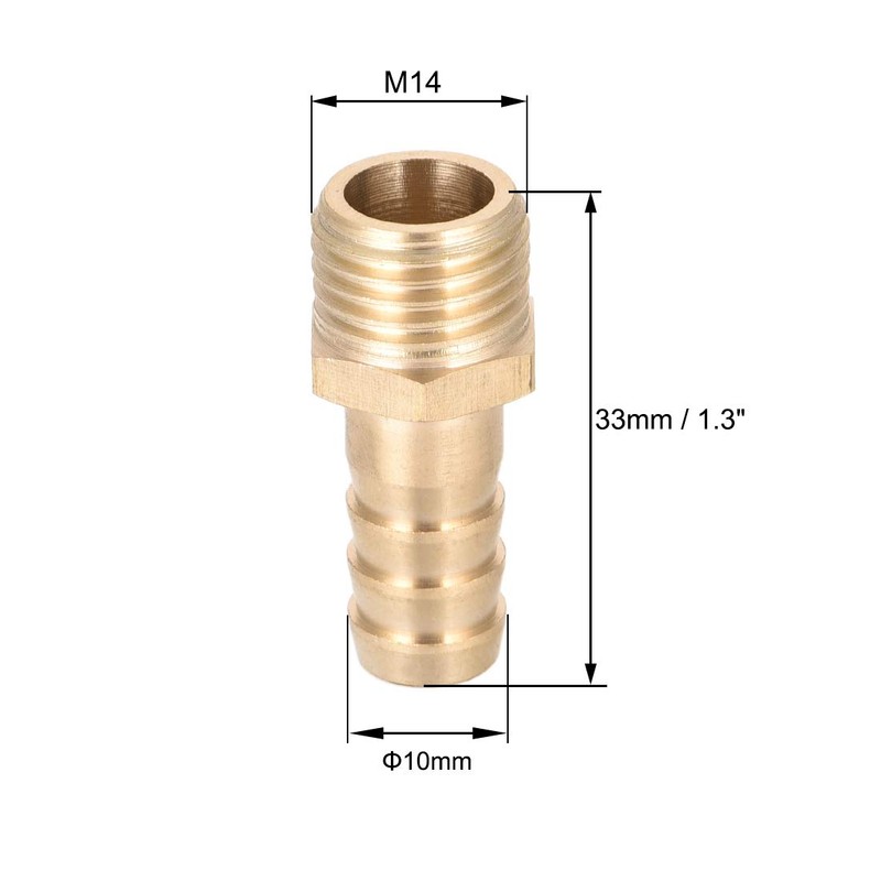 sourcing map Brass Fitting Connector Metric M14-1.5 Male to Barb
