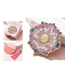capasin Mandala Bohemian Flower Compact Mirror Hand Held Purse Pocket Travel Portable Desk Cute Vintage Gift for Girls Mini Small (D-Pink)