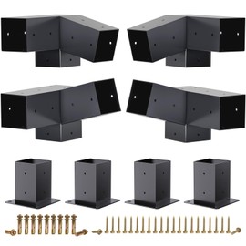 HAYOHRT 15° Pergola Brackets 75° Pergola Brackets Corner Bracket with Post Base Gazebo Kit for 4x4'' (Actual 3.5x3.5 in) Wooden Beams Lumber Gazebos Patio Pergola Sheds