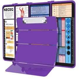 Nursing Clipboard Foldable-4 Layers Aluminum Nurse Foldable Clipboard Nursing Medical Edition Cheat Sheets, Nursing Pocket Size Pen Clip Pocket Clipboard for Nurses Students School and Doctors-Purple