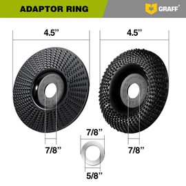 GRAFF Premium Wood Carving Disc 4 1/2 Inch for Angle Grinder – Set Shaping and Grinding Wheel for Wood, Softwood, Hardwood – Woodworking Angle Grinder Attachment with 7/8" – 5/8" Arbor