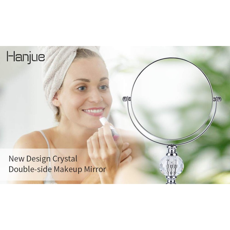 Hanjue Makeup Mirror, 360 Degree Swivel Vanity Mirror, Crystal Cosmetic