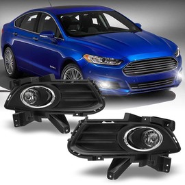 Nixon Offroad Fog Light Set for 2013-2016 Ford Fusion w/Halogen Bulbs + Wiring Harness Kit + Universal Switch + Black Bezel Cover, Fog Light Assembly, Fog Lamp Combo Replacement Clear Lens