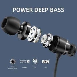 SoundMAGIC E11BT Auriculares Bluetooth con Banda para el Cuello Auriculares Inalambricos Deportivos con Cable HiFi estéreo con Micrófono con Aislamiento de Ruido Negro