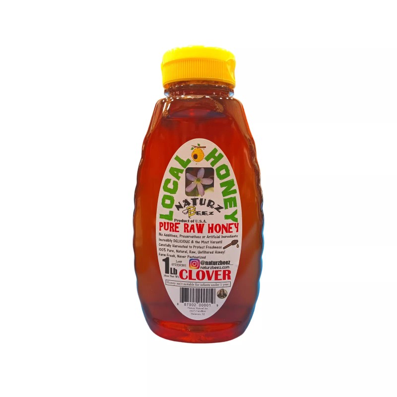 Naturz Beez RAW HONEY CLOVER 1LB 454g Squeeze Bottle 100%