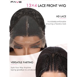 FAVE 13x4 Dark Brown Lace Front Wigs 30 Inches Long Straight Synthetic Lace Front Wig Pre-Plucked Lace Wig Brunette Wig for Daily Use Beginner Friendly