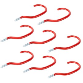 TERF® Universal Tool Hook Screw-in Hooks Storage Shed Garage Utility Hook Multi-Purpose Hooks Set Heavy Duty Wall Mount Vinyl Coated Storage Household Hooks for Garden Garage Shed Tools - Pack of 8