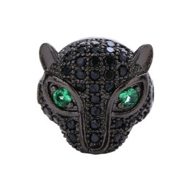Malahill Cubic Zirconia Charm Beads for Jewelry Making, Leopard Head Charm Beads for Necklaces Bracelets Making 11 * 11mm Gun Black-Black