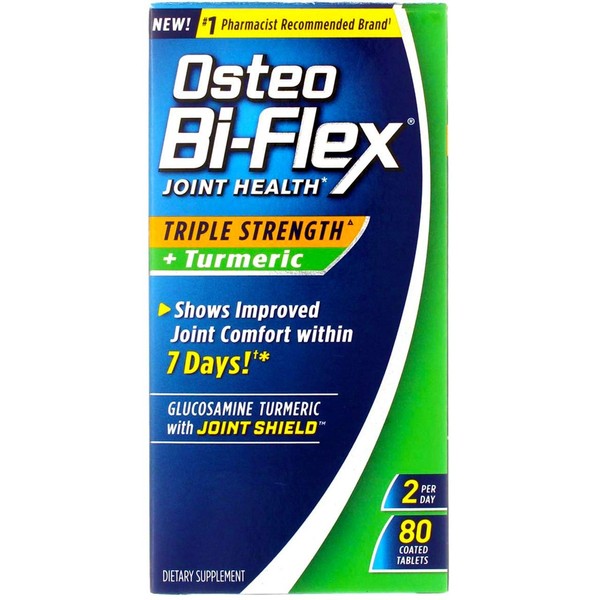 Osteo Bi-Flex Triple Strength + Turmeric, 80 Count (Pack of 2)