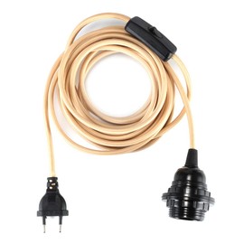 GreenSun Lamp Holder E27 with Cable - E27 Socket with Cable 4.5 m Lamp Holder with Switch Vintage Cable with Plug for Lamp Suspension Khaki