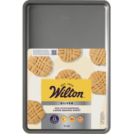 Wilton Silver Non Stick Large Baking Sheet, Cookie and Roasting Pan for Sheet Pan Meals, Made without PFAS, Even Heating, 17.25 x 11.5 Inch