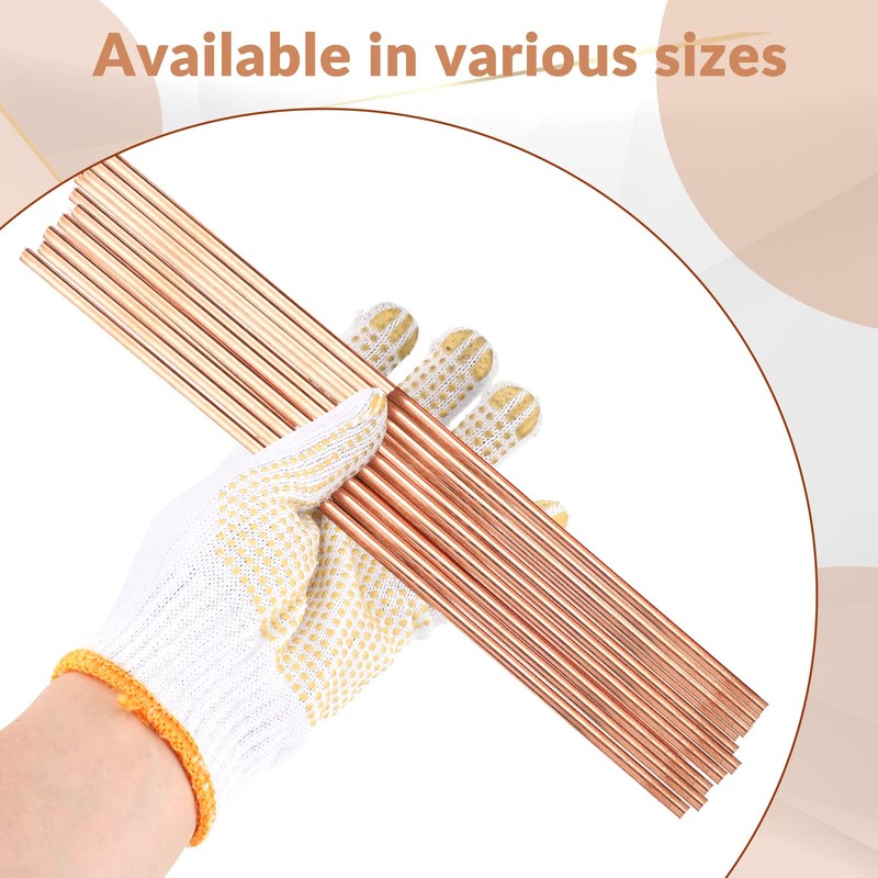 Therwen 10 Pcs Pure Copper Round Rod - 4 Inch