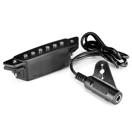 Ahvqevn -85 Black 6 Hole Sound Hole Pickup with Active Power Strap for End Pin Jack Acoustic Guitar
