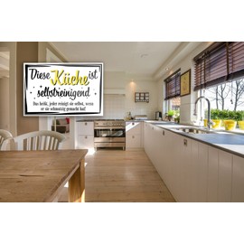 schilderkreis24 Funny Saying "Diese Küche ist Selbstreinigend" Magnet Decorative Kitchen Food Fridge Magnet Humour Gift Idea Birthday Christmas 9 x 6 cm