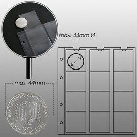 Prophila Collection Coin Album with 4 Sleeves (Red Interleaves) for 110 Coins Brown