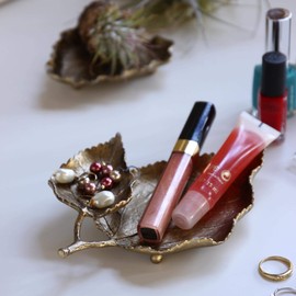 SPICE OF LIFE DRDF1250 Small Box Accessory 2-Tier Tray, Leaf B, LUXE, Gold, Metal, 6.5 x 4.7 x 1.4 inches (16.5 x 12 x 3.5 cm)