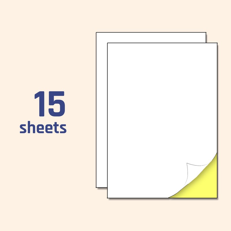 15 Sheets - Sticker Paper for Printer A4, Laser/Inkjet Printable,