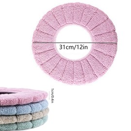 Toilet Seat Cover Pads Warmer Toilet Seat Covers Soft Toilet Cushion Washable Toilet Seat Cover Suitable for Most Toilets in the Family Are 4 Pieces (Brown + Green + Blue + Pink)
