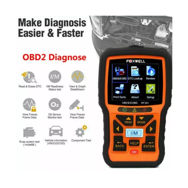 Foxwell 12V Automotive Code Reader OBD2 Scanner Check Engine Fault