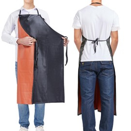 Molaxhome Waterproof Vinyl Apron Chef Apron Lightweight for Men for Kitchen DishWashing Cleaning Butcher Gardening Chemical Lab blackred-110x80