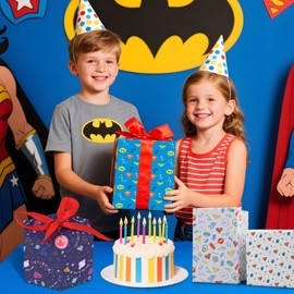 Superhero Gift Wrapping Paper Sheets – Colorful Gift Wrap for Boys Girls – Cartoon Hero Patterns for Kids Birthday, Baby Shower, Party, Christmas or Everyday Present Wrapping, 20 X 28 Inch Per Sheet