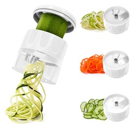 SUREWIN Vegetable Spiralizer 3 in 1 Spiralizer for Veggie Noodles Adjustable Zucchini Noodle Maker Vegetable Chopper for Cucumber, Zucchini, Carrot- White