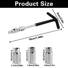 4 Stück Zündkerzenschlüssel Satz, Universal T-Griff Zündkerzenschlüssel 16mm 18mm 21mm Zündkerzen Nuss, Flexibel Zündkerzen Steckschlüssel Satz für Auto Motorrad Zündkerzen Entferner Werkzeug