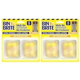 Bin Brite Stick On Outdoor Bin Freshener Citronella 2pk x 2 (4 Fresheners) - Extra Strong & Long Lasting Bin Freshener and Odour Eliminator, Repels Bugs - Bundle by Great British Home