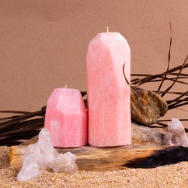 SET de 2 Velas en forma de Cuarzo Rosa - ETV0010 - De Cera de Palma Natural Sustentable Intencionada - ETEREA