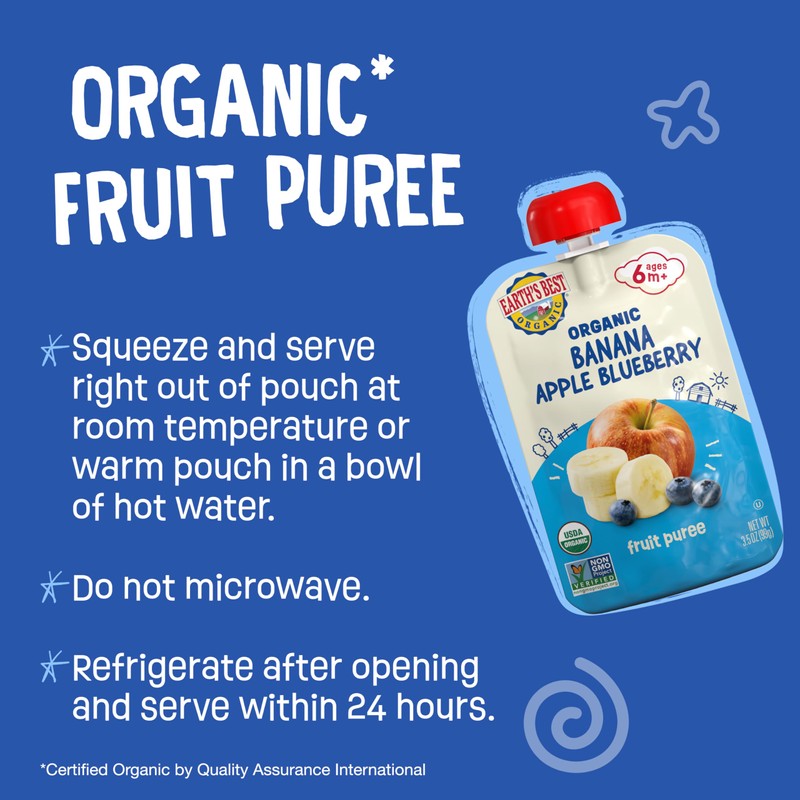 Earth's Best Organic Banana Apple Blueberry Pouch, 3.5 oz (Pack