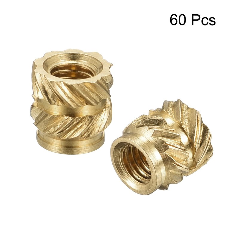 TOP-VIGOR 60Pcs M3 Threaded Knurled Insert Nuts, M3 x 5mm