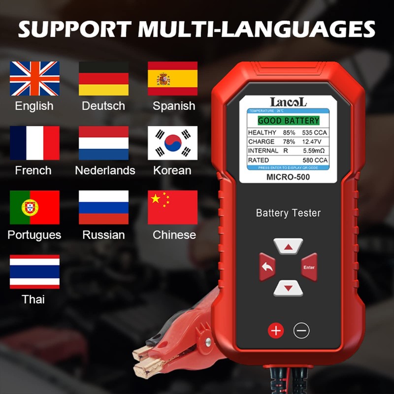 Lancol Micro 500 Car Battery Tester, 12V Lithium Battery Test