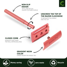 Safety Razor for Women, Safety Razor with 5 Blades, Women Razor with a Sensitive Box, Plastic Free (Red Shaver)