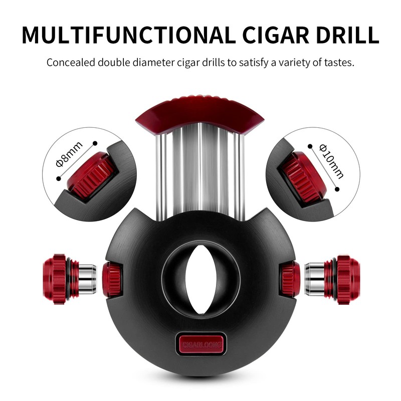 CIGARLOONG 2-in-1 Cigar Cutter,V-Cut Guillotine Stainless Steel Sharp Blade Built-in