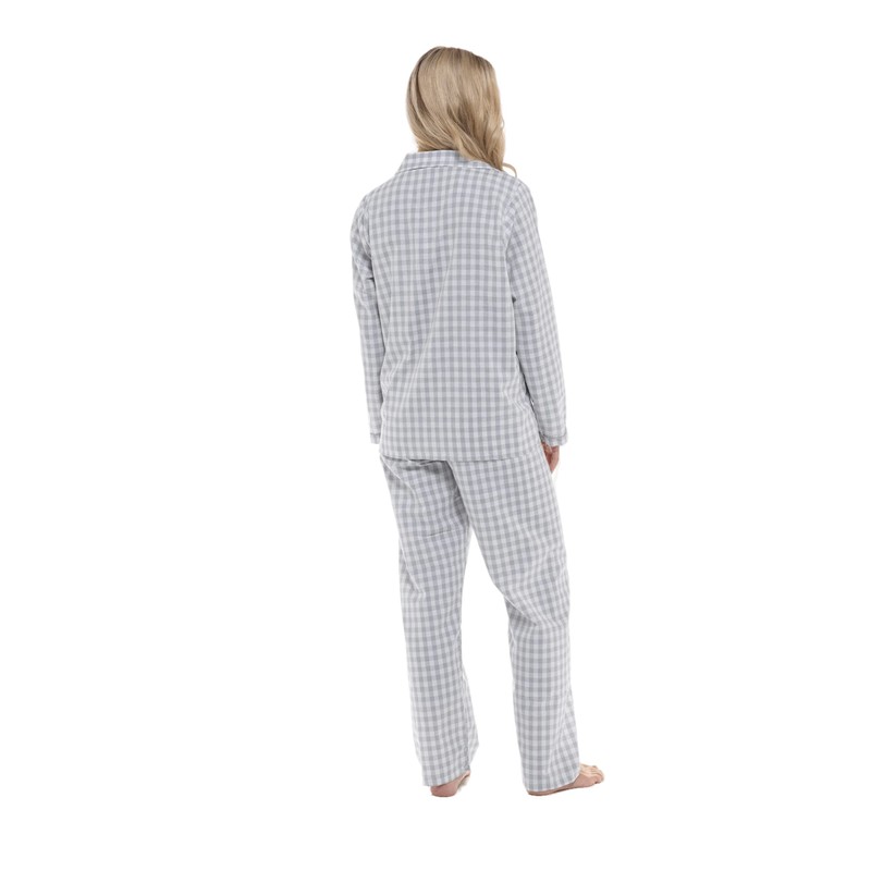 INSIGNIA Ladies Button Front Poly Cotton Pyjamas Gingham (20-22, Grey