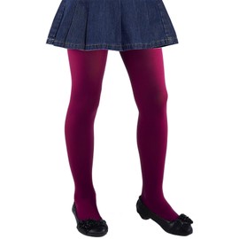 CHUNG Girls Footed Tights 1-13Y Light Weight Stretchy 60D Multi Candy Color Stage Play Costumes,DkRed,11-13Y