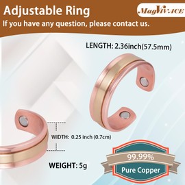 MagVIVACE Copper Ring for Women for Arthritis and Joints, Pure Copper Magnetic Therapy Ring, 3500 Gauss Magnet(CPR-0948-57.5)