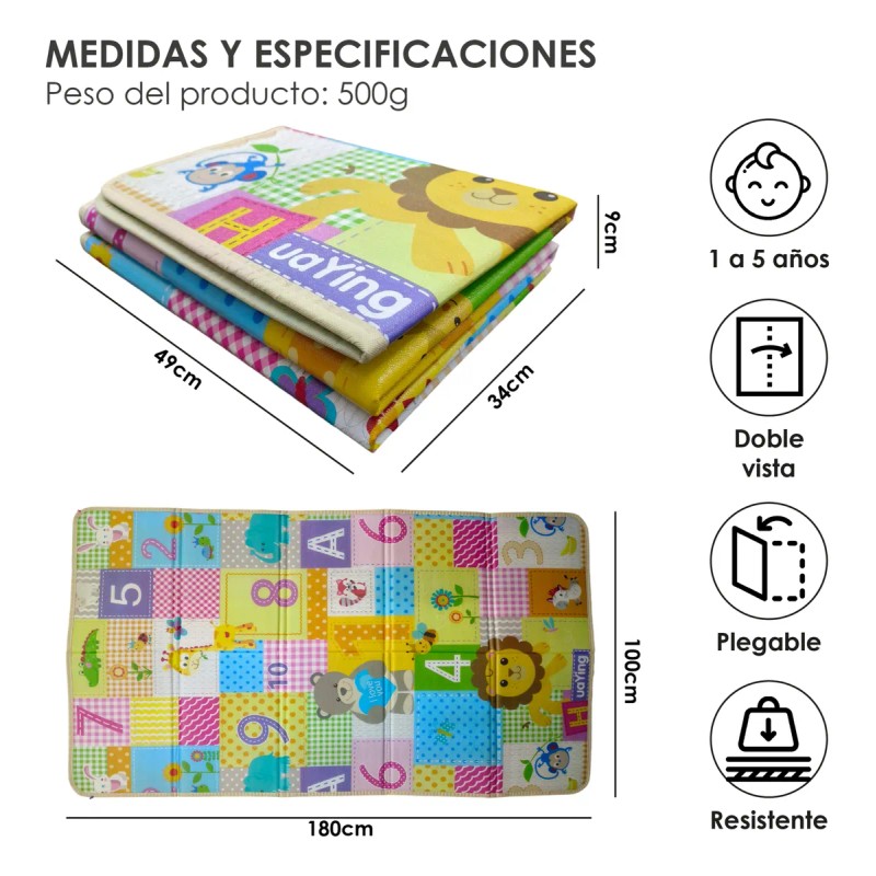 Tapete De Bebé Gateo Multiusos Espuma Juegos Seguridad Amarillo Letras