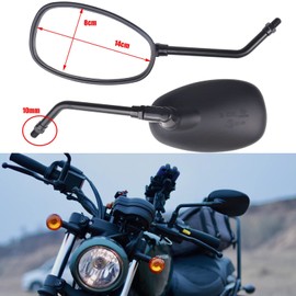 Motorcycle Handlebar Rearview Side Mirrors 10mm for Honda Sports Bike Cruiser Chopper Dirt Bike Scooter