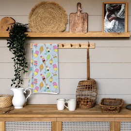 2PCS Ice Cream Tea Towel, Summer Kitchen Decor, Colorful Popsicle Dish Towel, Summer Decor, Foodie Gift, Flour Sack Towels 16 x 24 Inch