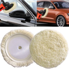 Shineyoo 7" Wool Buffing Pad Kit 2PCS 100% Polishing Wool Pads Kit Low Linting Wool Pad, Used for Rotary and Random Orbit Sander/Polisher Buffing Equipment Buffing Pad Cleaner