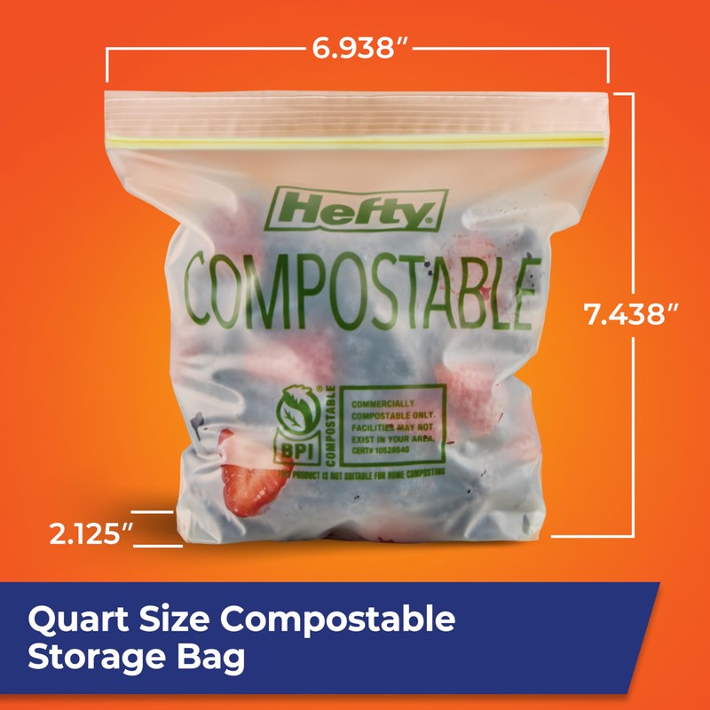 Hefty Compostable Press-To-Close​ Quart 40 Count
