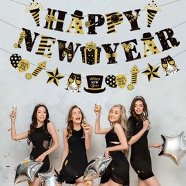 Large Happy New Year Banner 2025-10 Feet, No DIY | Hello 2025 Banner for Happy New Year Decorations 2025 | NYE Banner, New Years Banner | New Years Eve Party Supplies 2025 | NYE Decorations