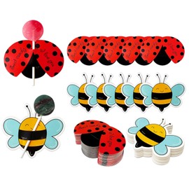 allydrew Birthday Lollipop Paper Card Candy Holders, Party Supplies, Decorations, Party Favors (100pcs), Ladybugs and Bees