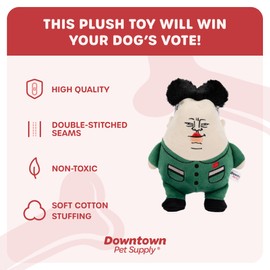 Downtown Pet Supply Supreme Leasher Political Dog Toy - Novelty Political Parody, Dog Chew Toy with Squeaker - Plush Design with Double Stitching