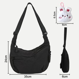 DAVBNM Crescent Bag for Women, Half Moon Sling Crossbody Dumpling Bag, Adjustable Strap Multi Pockets Shoulder Bags for Travel Work Daily (Black)